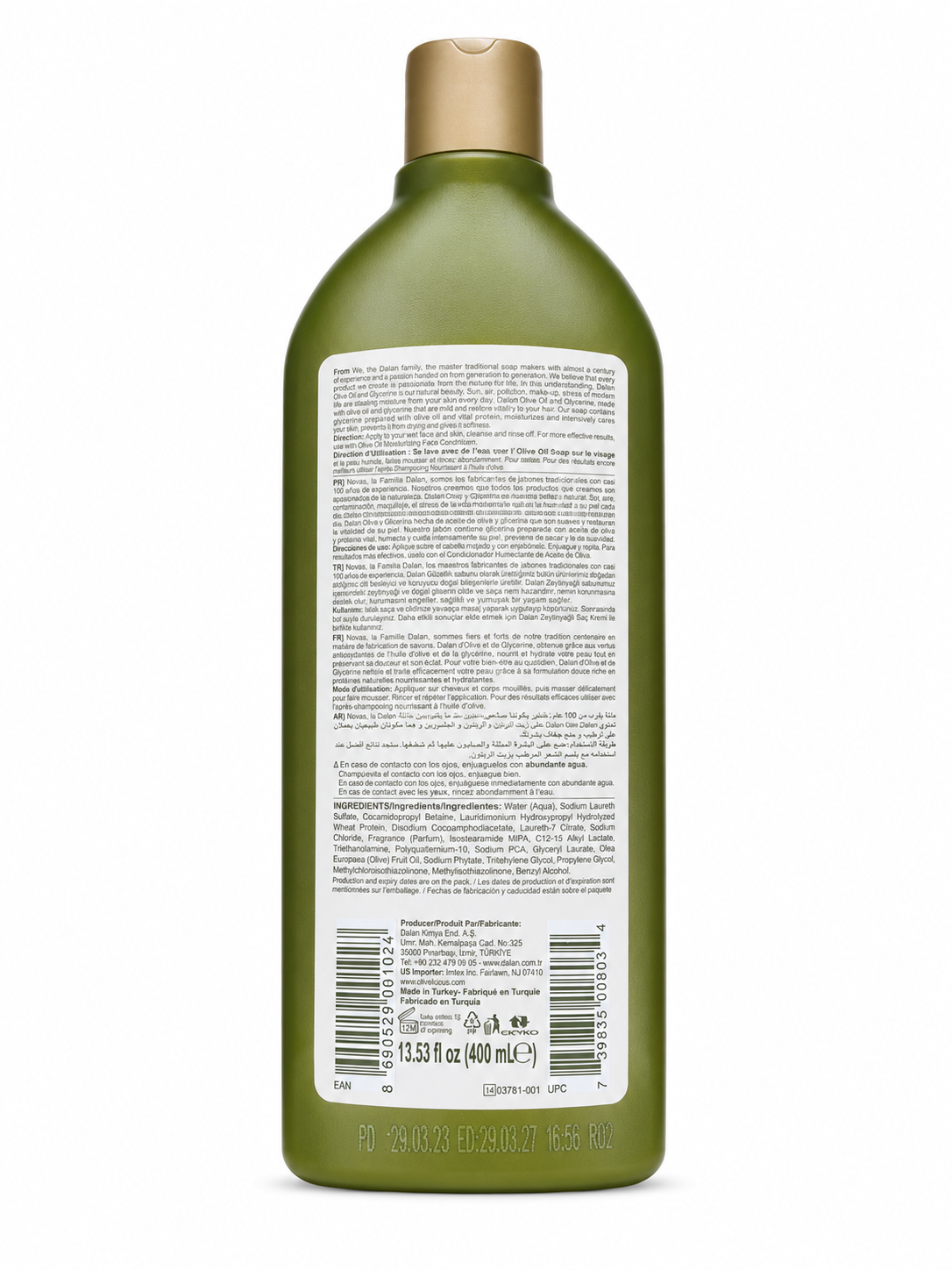 Dalan d'Olive Pure Olive Oil Nourishing Shampoo – Repairing Care (400 mL)